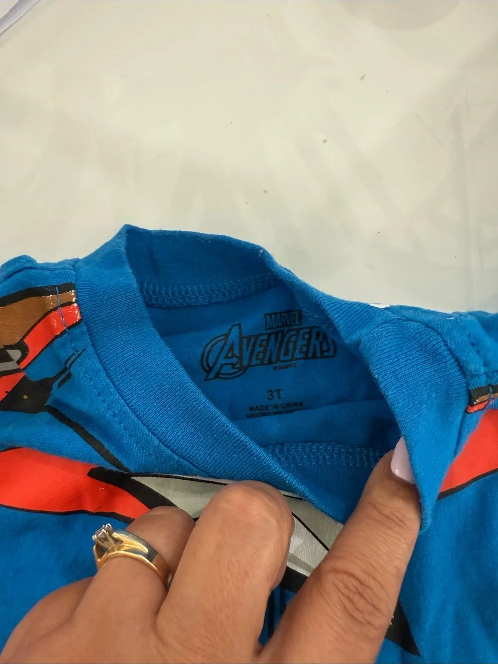 Marvel Boys Blue Captain America Costume Graphic Tee